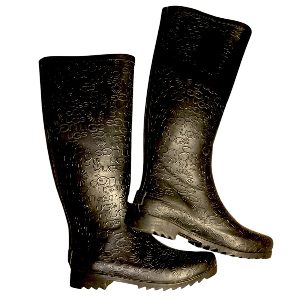 UGG Australia Wilshire Knee High Rubber Rain Boots Women's Size 7 Embossed Logo